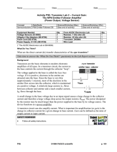 Activity P56: Transistor Lab 2 – Current Gain: The NPN Emitter