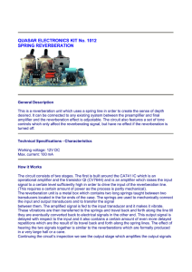 QUASAR ELECTRONICS KIT No. 1012 SPRING REVERBERATION