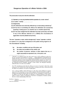 Dangerous Operation of a Motor Vehicle s 328A