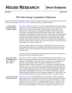 2013 Solar Energy Legislation in Minnesota