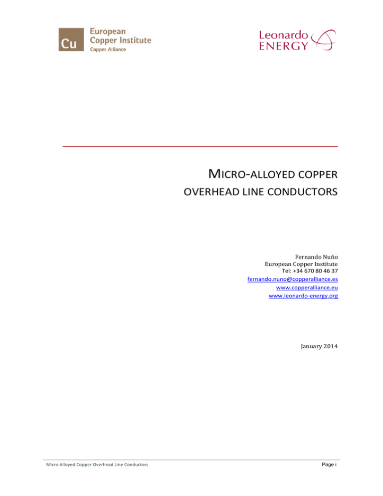 micro-alloyed copper overhead line conductors