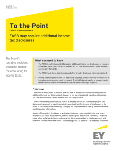 To the Point: FASB may require additional income tax disclosures