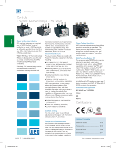 WEG Thermal Overload Relays RW-Series Brochure