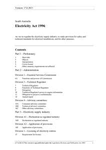 Electricity Act 1996 - South Australian Legislation