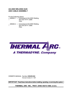 ag-2000 welding gun and cable assembly thermal arc inc., troy, ohio