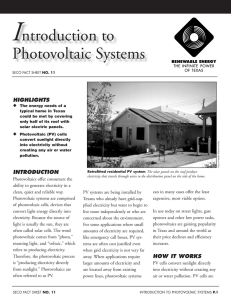 Introduction to Photovoltaic Systems