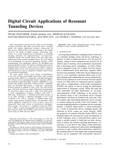 Digital Circuit Applications Of Resonant Tunneling Devices