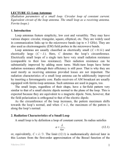 LECTURE 9: Loop Antennas