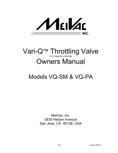 VARI-Q Throttle Valve Owners Manual