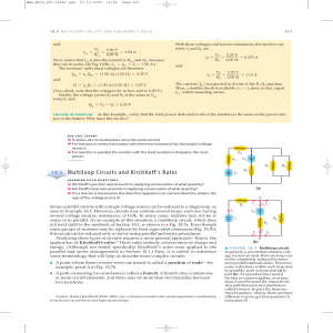 18.2 Multiloop Circuits and Kirchhoff`s Rules