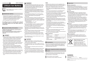 Lithium Ion Battery - SHIMANO Dealer`s Manual / User`s Manual