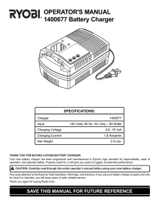 OPERATOR`S MANUAL 1400677 Battery Charger