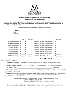 Academy of Management Proceedings CD Order Form