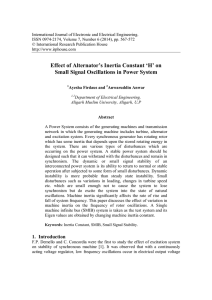 Effect of Alternator`s Inertia Constant `H` on Small Signal Oscillations