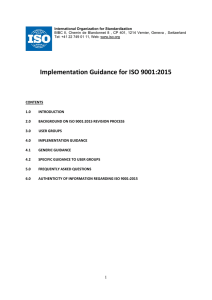 Implementation Guidance for ISO 9001:2015