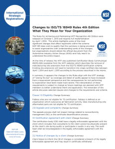 Changes to ISO/TS 16949 Rules 4th Edition