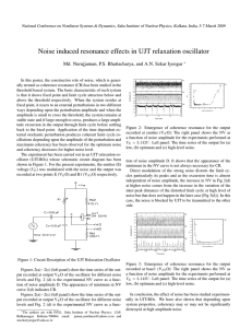 Noise induced resonance effects in UJT relaxation oscillator