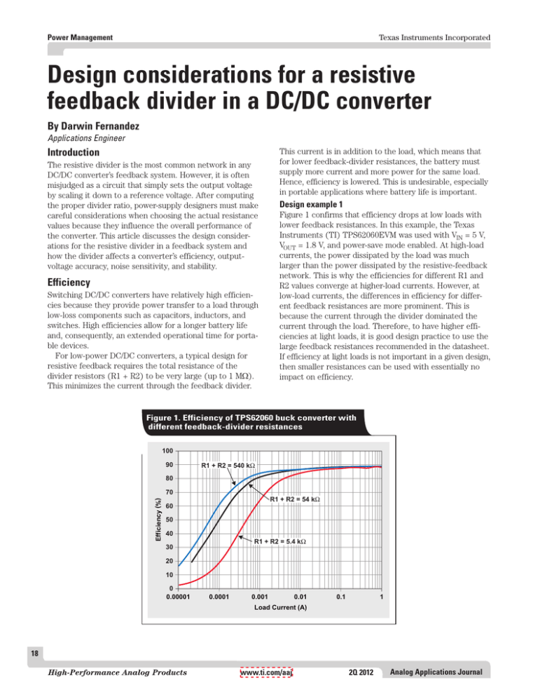 Design considerations for a resistive feedback