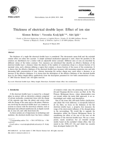 Thickness of electrical double layer. Effect of ion size