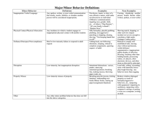 Major/Minor Behavior Definitions