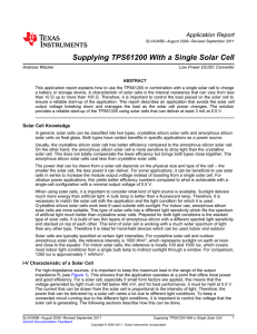 Supplying TPS61200 With Solar Cells (Rev. B)