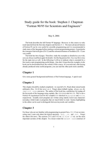 Study guide for the book: Stephen J. Chapman “Fortran 90/95 for