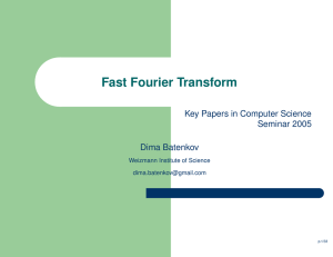Fast Fourier Transform - Weizmann Institute of Science