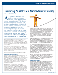 Insulating Yourself From Manufacturer`s Liability