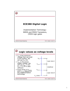 ECE380 Digital Logic Logic values as voltage levels