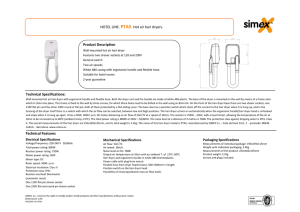 HOTEL LINE. PTA5. Hot air hair dryers. Product Description