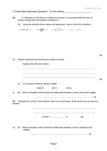 30 mins Mains electricity exam Qs C with answers