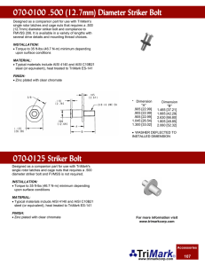 070-0100 .500 (12.7mm) Diameter Striker Bolt 070