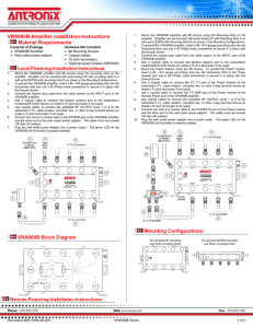 VRA900B Amplifier Installation Instructions Material Requirements