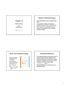 Chapter 16 Electric Potential Energy Work and Potential Energy