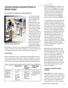 Seismic Design Considerations in Model Codes