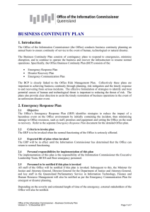 Business Continuity Plan - Office of the Information Commissioner