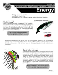 energy worksheet - Aboriginal Access to Engineering
