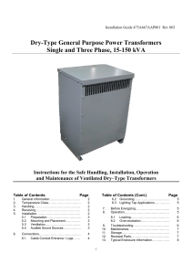 Dry-Type General Purpose Power Transformers Single and Three