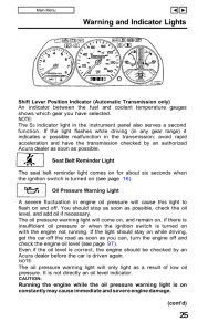 Warning and Indicator Lights