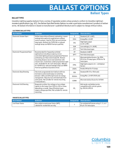 Ballast OptiOns - Columbia Lighting