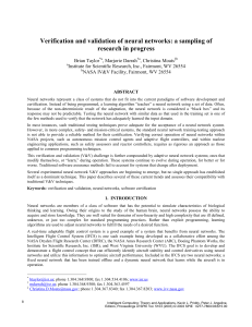 Verification and validation of neural networks: a sampling of