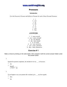 Pronouns ANSWERS Exercise # 1