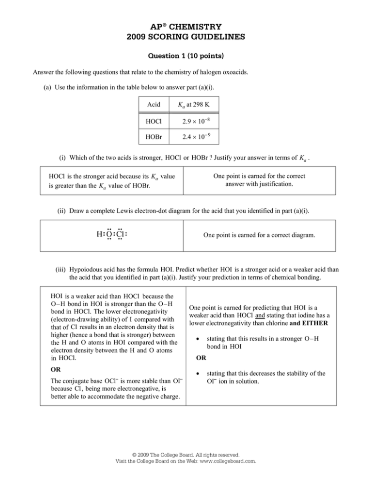 ap® chemistry 2009 scoring guidelines AP Central