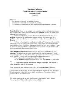 Problem/Solution Explicit Comprehension Lesson Second Grade