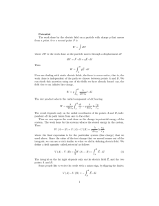 Potential The work done by the electric field on a particle with