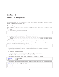 Lecture 2 Matlab Programs