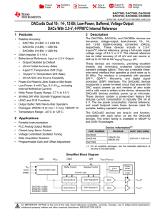 DACxx6x Dual 16-, 14-, 12-Bit, Low-Power