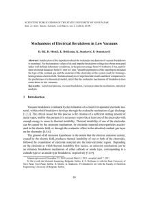 Mechanisms of Electrical Berakdown in Low Vacuums