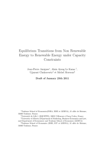 Equilibrium Transitions from Non Renewable Energy to