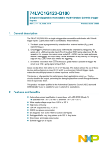 74LVC1G123-Q100 Single retriggerable monostable multivibrator